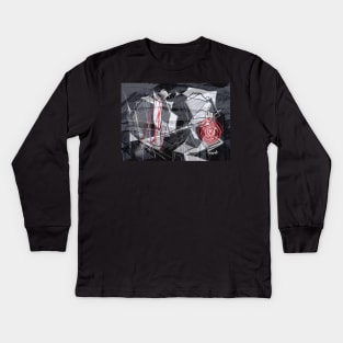 Black and Red abstract Kids Long Sleeve T-Shirt